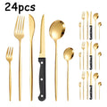 Ljojo Luxe Gold Stainless Steel Cutlery Set with Knife and Fork - Set of 48