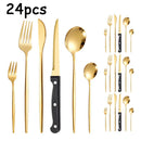 Ljojo Luxe Gold Stainless Steel Cutlery Set with Knife and Fork - Set of 48