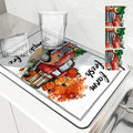 Drying Mat for Fall Vibes: Autumn Truck & Pumpkin Non-Slip Absorbent Mat by Ljojo