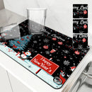 Christmas Santa Tree Non-Slip Drying Mat for Kitchen - Ljojo Tableware Absorbent Placemat