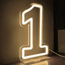 Ljojo™ Numbers Neon Sign 0-9 with Stand Base - USB Powered Dimmable Light Sign