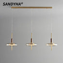 Ljojo Modern LED Brass Walnut Chandelier | Stylish Pendant Lamp for Restaurant Living Room