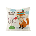 Ljojo Lovely Animals Linen Cushion Cover - Cute Bear Fox Deer Print