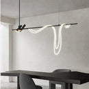 Ljojo Long Hose Black Led Chandelier | Modern Dining Table Lighting Fixture