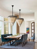 LED American Spiral Crystal Pendant Light Modern Black Hanging Lamp—Ljojo