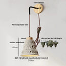 Ljojo LED Pull Chain Wall Sconce Cement Shade Wood Stair Light