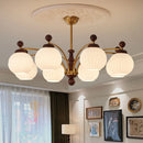 French Medieval Style Living Room Chandelier Retro Wood Hanging Lamp by Ljojo