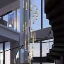 Ljojo Staircase Crystal Chandelier Water Drop Hanging Light Ceiling Suspension Pendant Lamp