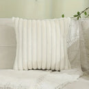 Ljojo Luxe Faux Fur Striped Throw Pillow Cover for Home Decor