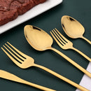 Gold Stainless Steel Cutlery Set by Ljojo - 24Pcs Western Tableware Flatware