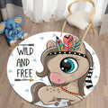 Ljojo Lion Cartoon Animal Round Carpet for Living Room Children's Bedroom