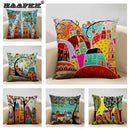 Hand-Painted Retro Country Linen Cushion Cover by Ljojo