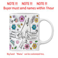 3D Effect Flowers Cup Holding Hands Personalized Name Mug for Children, Mother's Day Gift