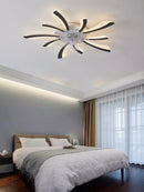 Ljojo 110-240v LED Ceiling Fan Light: Black/White, Intelligent, Creative, for Living Room
