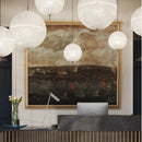 Ljojo Minimalist LED Ceiling Chandelier Egg Moon Design Pendant Light for Bedroom Dinning Room