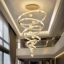 Ljojo Luxury Crystal Pendant Chandelier for Modern Stairs, Dimmable Globe Design