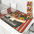 Christmas Deer Socks Berries Non-Slip Drying Mat by Ljojo Kitchen Counter Placemat