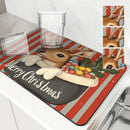 Christmas Deer Socks Berries Non-Slip Drying Mat by Ljojo Kitchen Counter Placemat