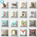Fox and Bird Polyester Pillowcase by Ljojo: Cartoon Landscape Cushion Cover for Sofa