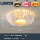 Ljojo Round Feather LED Ceiling Lamp Warm Light Stylish Nordic Minimalist Bedroom Decor