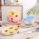 Ceramic Coffee Mug Set Creative Hand-painted Tea Cup with Saucer by Ljojo