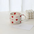 Ljojo 10oz Heart Pattern Ceramic Coffee Mug with Handle, Unique Design, Lovely Gift