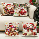 Ljojo LED Santa Snowman Bird Pattern Pillowcase for Christmas Home Decoration