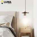 Yellow Travertine Pendant Light Chandelier with Round Wood Bedside Lamp by Ljojo
