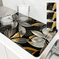 Ljojo Metallic Floral Branches Drying Mat: Non-Slip Absorbent Placemat