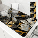 Ljojo Metallic Floral Branches Drying Mat: Non-Slip Absorbent Placemat