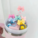 Ljojo 10mm Straw Cap Covers for Stanley Tumbler Cup - 30&40oz Large Diameter Silicone Bow Caps