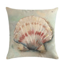 Ljojo Marine Life Linen Pillowcase: Fashion Conch Starfish Shell Sofa Decor Cover