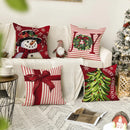 Ljojo Merry Christmas Red Stripes Joy Throw Pillow Cover Snow Gift Box