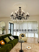 French Retro Style Living Room Pendant Light Luxury Candle Crystal Room Main Light Europea... by Ljojo