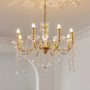 Ljojo French Retro Crystal E14 Pendant Lights Gold Luxury Chandeliers Bedroom Lamps