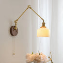 Ljojo LED Wall Light Fixture Modern Style Walnut Copper Bedroom Living Room Bedside Lamp