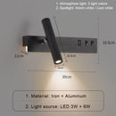 Ljojo LED Wall Lamp Modern Nordic Bedroom Sconce USB Indoor Lighting Switch