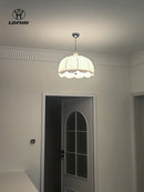French Cream-Style Fabric E27 Pendant Light Chandelier for Bedroom & Living Room by Ljojo