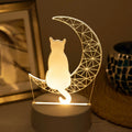 Ljojo Modern 3D Moon Cat Night Light for Home Bedroom Decor Ramadan Decoration