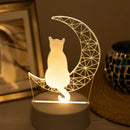 Ljojo Modern 3D Moon Cat Night Light for Home Bedroom Decor Ramadan Decoration