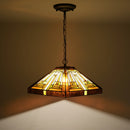 Ljojo Mission Style Stained Glass Pendant Light Fixture for Dining Room & Home Office