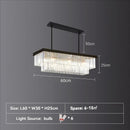 Nordic Luxury K9 Crystal Rectangle Chandelier Smoky Gray Hanging Light - Ljojo