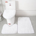 Ljojo 3 Piece White Bathroom Rugs Sets Non-Slip Bath Mats Lid Cover Contour Mat