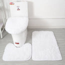 Ljojo 3 Piece White Bathroom Rugs Sets Non-Slip Bath Mats Lid Cover Contour Mat