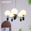 Ljojo Adjustable LED Glass Pendant Light Modern Nordic Style for Living Room Bedroom Dining Room