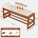 Ljojo™ Shoe Bench with Leather Cushion: Waterproof, 550LBS Capacity Shoe Rack
