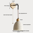 Ljojo LED Pull Chain Wall Sconce Cement Shade Wood Stair Light