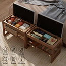 Ljojo™ Walnut Shoe Storage Bench with Cushion and Organizer