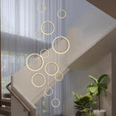 Ljojo LED Ring Pendant Chandelier | Adjustable Hanging Cables | Gold/Black | Home Dining Living Room