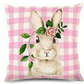 Bunny Floral Egg Print Easter Pillow Covers for Farmhouse Decor by Ljojo